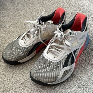 Reebok nano sneakers training crossfit shoes, gray blue orange, size 7